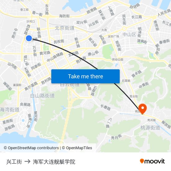 兴工街 to 海军大连舰艇学院 map