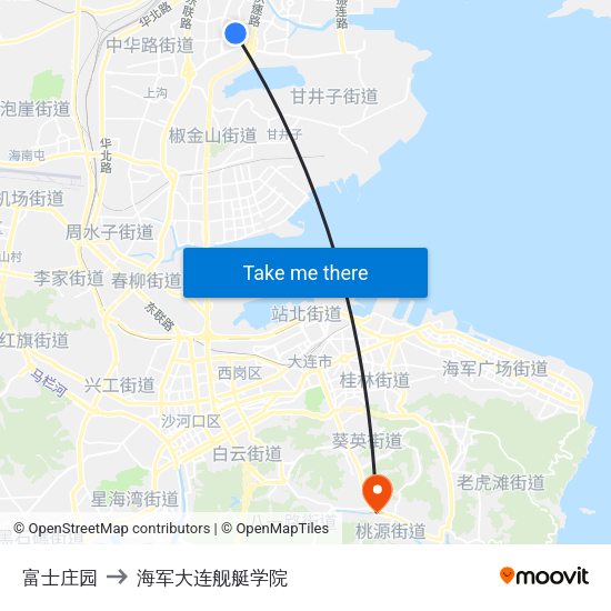 富士庄园 to 海军大连舰艇学院 map