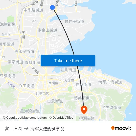 富士庄园 to 海军大连舰艇学院 map