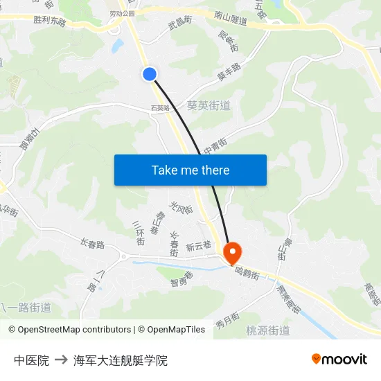 中医院 to 海军大连舰艇学院 map