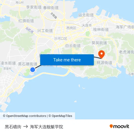 黑石礁街 to 海军大连舰艇学院 map