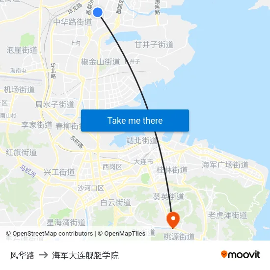风华路 to 海军大连舰艇学院 map