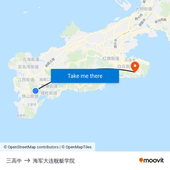 三高中 to 海军大连舰艇学院 map
