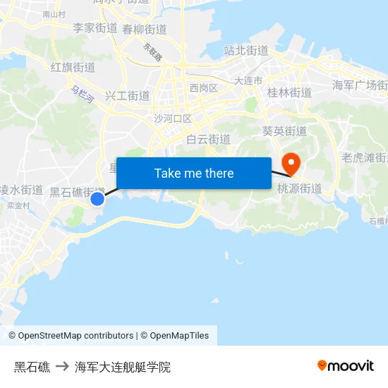 黑石礁 to 海军大连舰艇学院 map