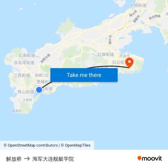 解放桥 to 海军大连舰艇学院 map