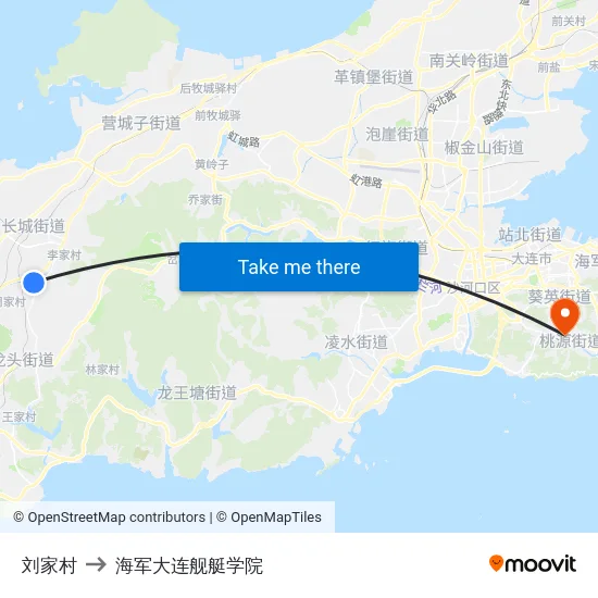刘家村 to 海军大连舰艇学院 map