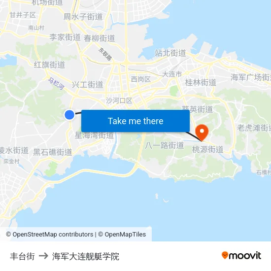 丰台街 to 海军大连舰艇学院 map