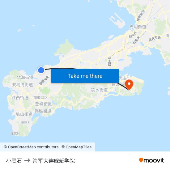小黑石 to 海军大连舰艇学院 map