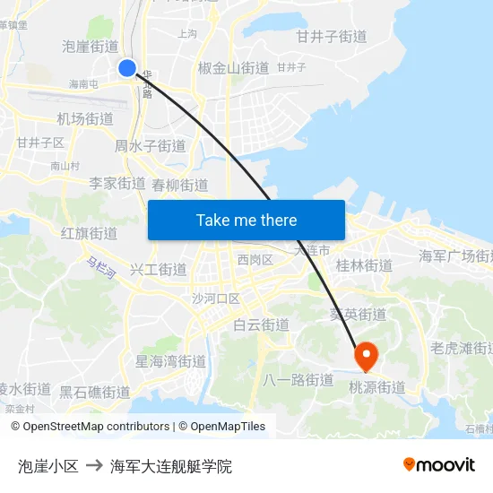 泡崖小区 to 海军大连舰艇学院 map