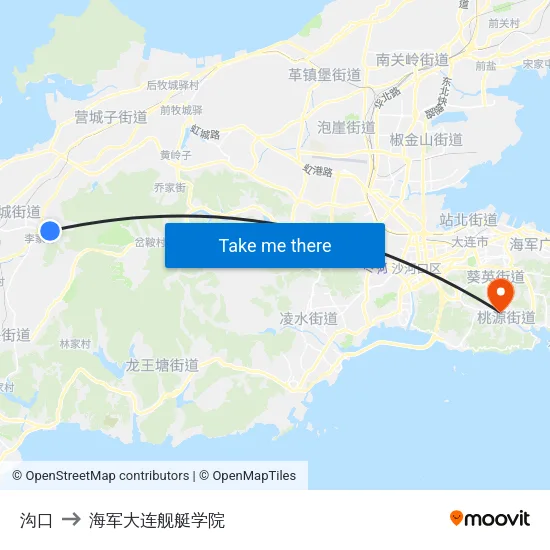 沟口 to 海军大连舰艇学院 map