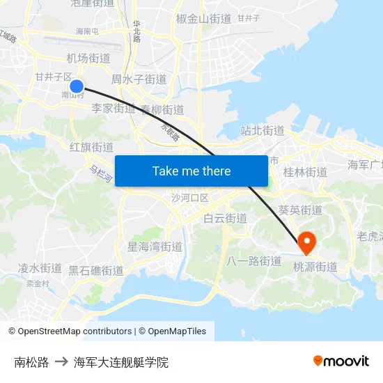 南松路 to 海军大连舰艇学院 map