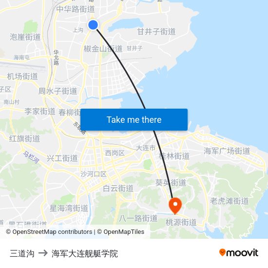 三道沟 to 海军大连舰艇学院 map