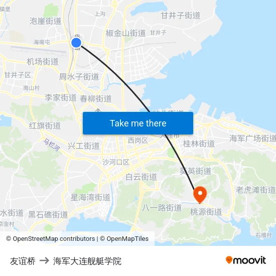 友谊桥 to 海军大连舰艇学院 map