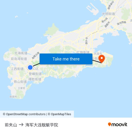 前夹山 to 海军大连舰艇学院 map