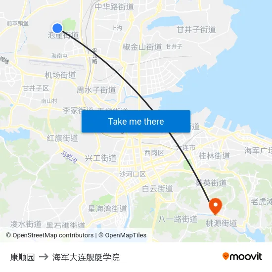 康顺园 to 海军大连舰艇学院 map