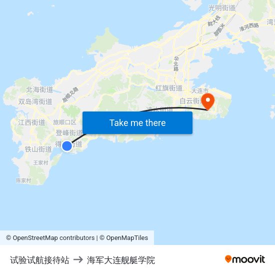 试验试航接待站 to 海军大连舰艇学院 map