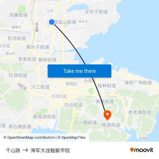 千山路 to 海军大连舰艇学院 map