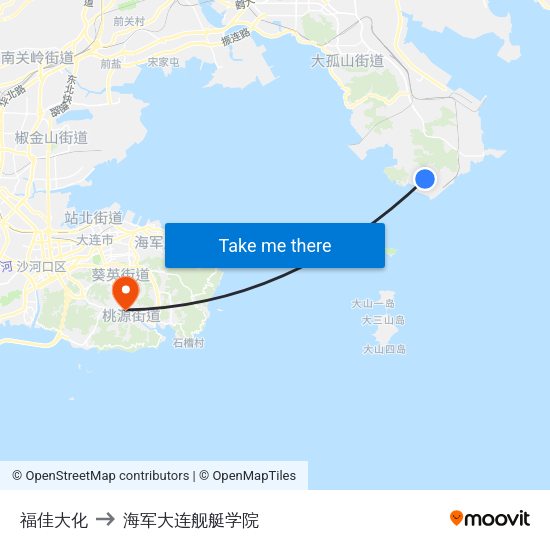 福佳大化 to 海军大连舰艇学院 map