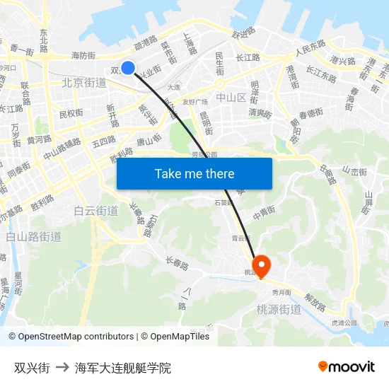 双兴街 to 海军大连舰艇学院 map