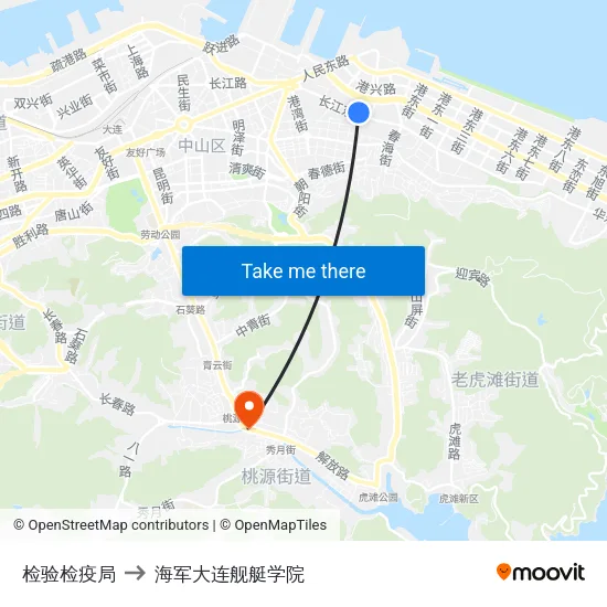 检验检疫局 to 海军大连舰艇学院 map