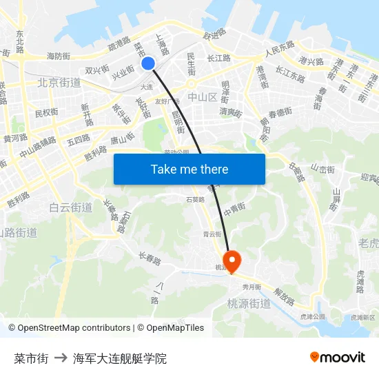菜市街 to 海军大连舰艇学院 map