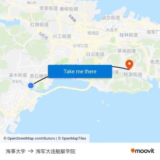 海事大学 to 海军大连舰艇学院 map