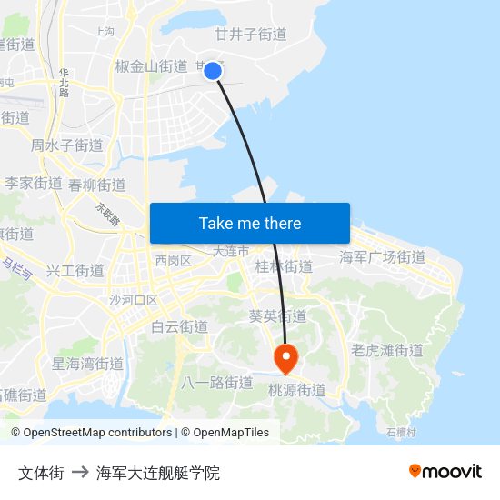 文体街 to 海军大连舰艇学院 map