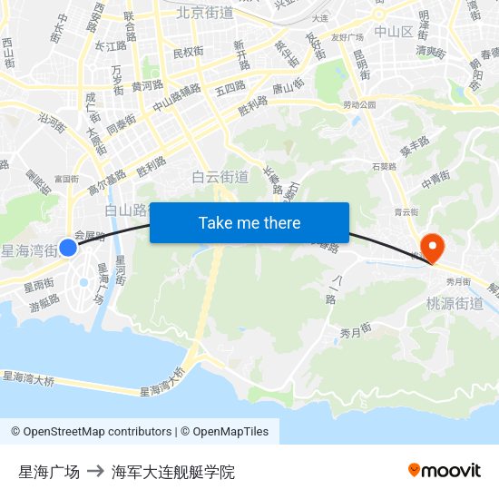 星海广场 to 海军大连舰艇学院 map