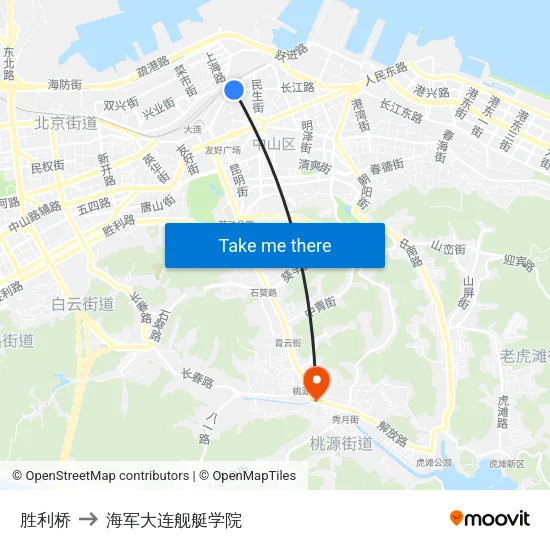 胜利桥 to 海军大连舰艇学院 map
