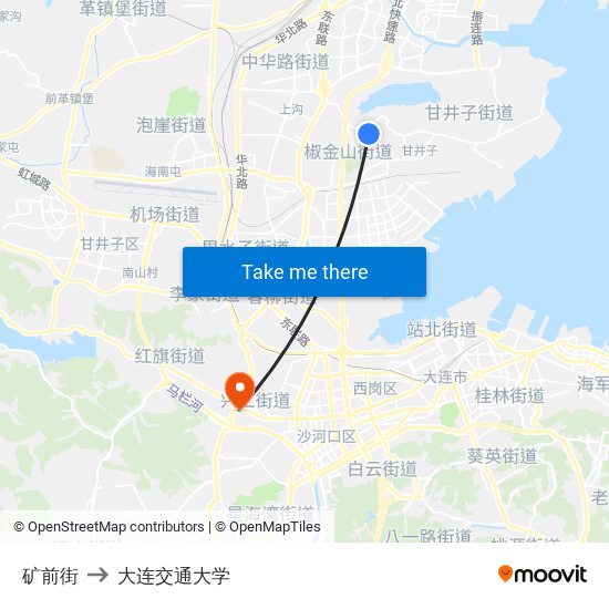 矿前街 to 大连交通大学 map