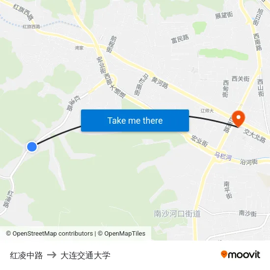 红凌中路 to 大连交通大学 map