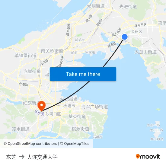 东芝 to 大连交通大学 map