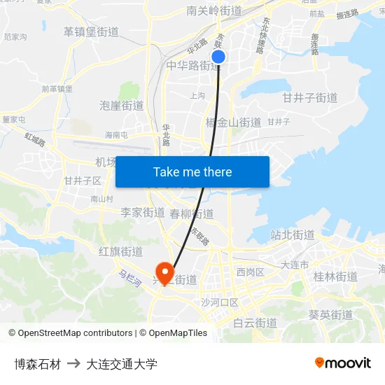 博森石材 to 大连交通大学 map