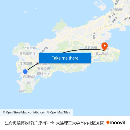 生命奥秘博物馆(广原街) to 大连理工大学市内校区东院 map
