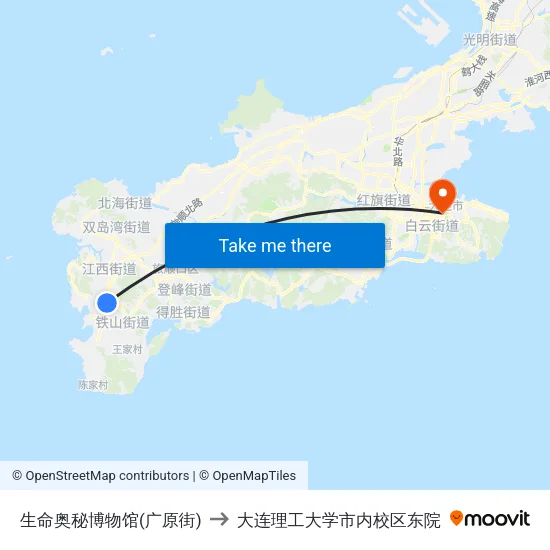 生命奥秘博物馆(广原街) to 大连理工大学市内校区东院 map