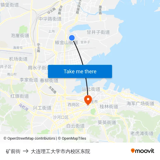 矿前街 to 大连理工大学市内校区东院 map