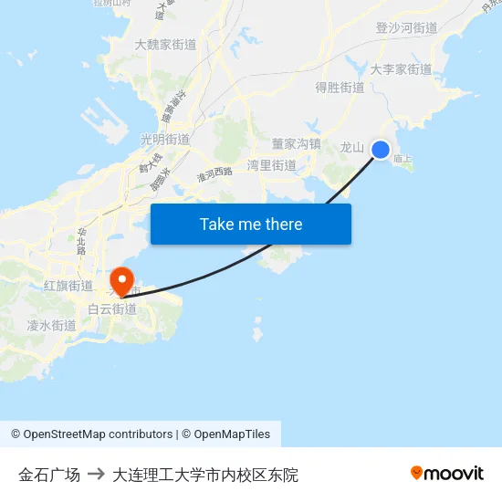 金石广场 to 大连理工大学市内校区东院 map