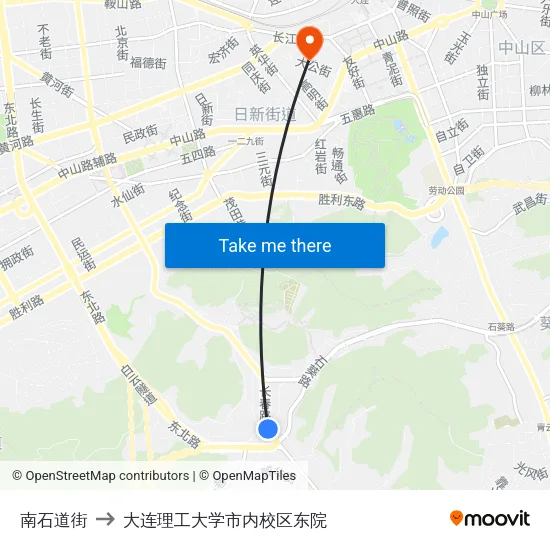 南石道街 to 大连理工大学市内校区东院 map