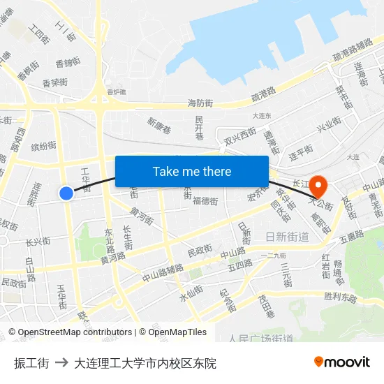 振工街 to 大连理工大学市内校区东院 map