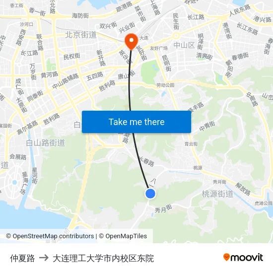 仲夏路 to 大连理工大学市内校区东院 map