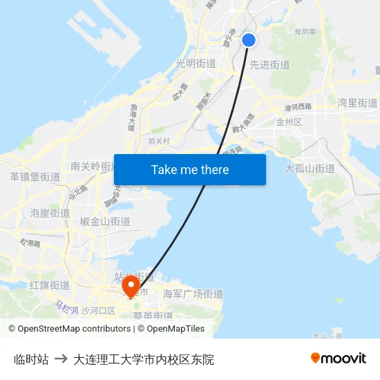 临时站 to 大连理工大学市内校区东院 map