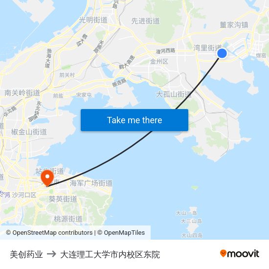 美创药业 to 大连理工大学市内校区东院 map