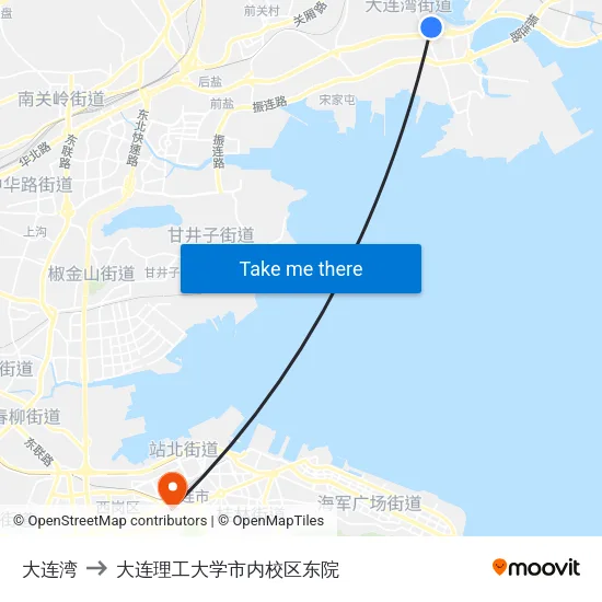 大连湾 to 大连理工大学市内校区东院 map