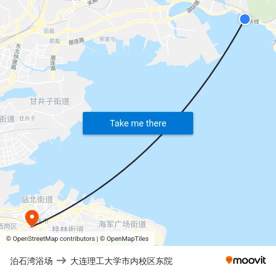 泊石湾浴场 to 大连理工大学市内校区东院 map