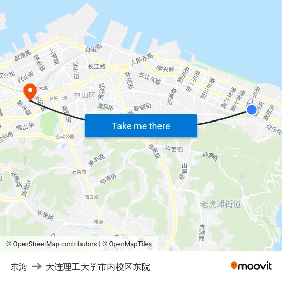 东海 to 大连理工大学市内校区东院 map