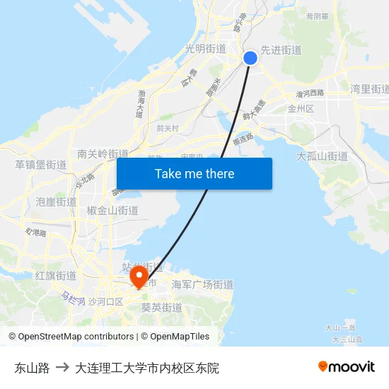 东山路 to 大连理工大学市内校区东院 map