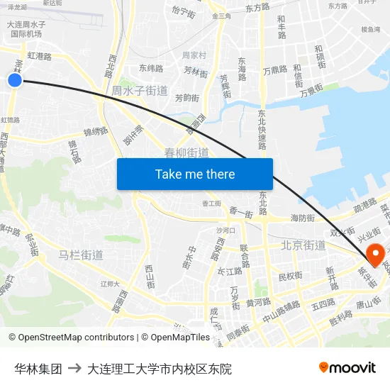 华林集团 to 大连理工大学市内校区东院 map
