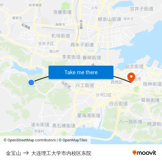 金宝山 to 大连理工大学市内校区东院 map