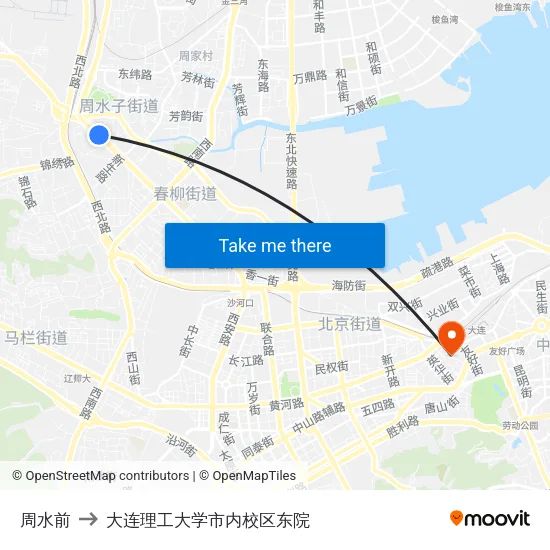 周水前 to 大连理工大学市内校区东院 map