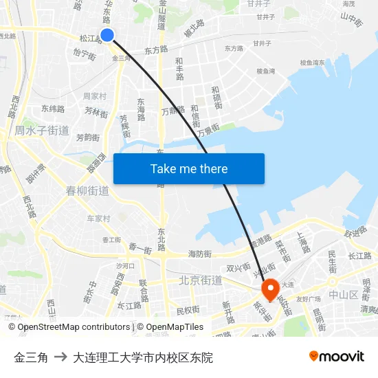 金三角 to 大连理工大学市内校区东院 map